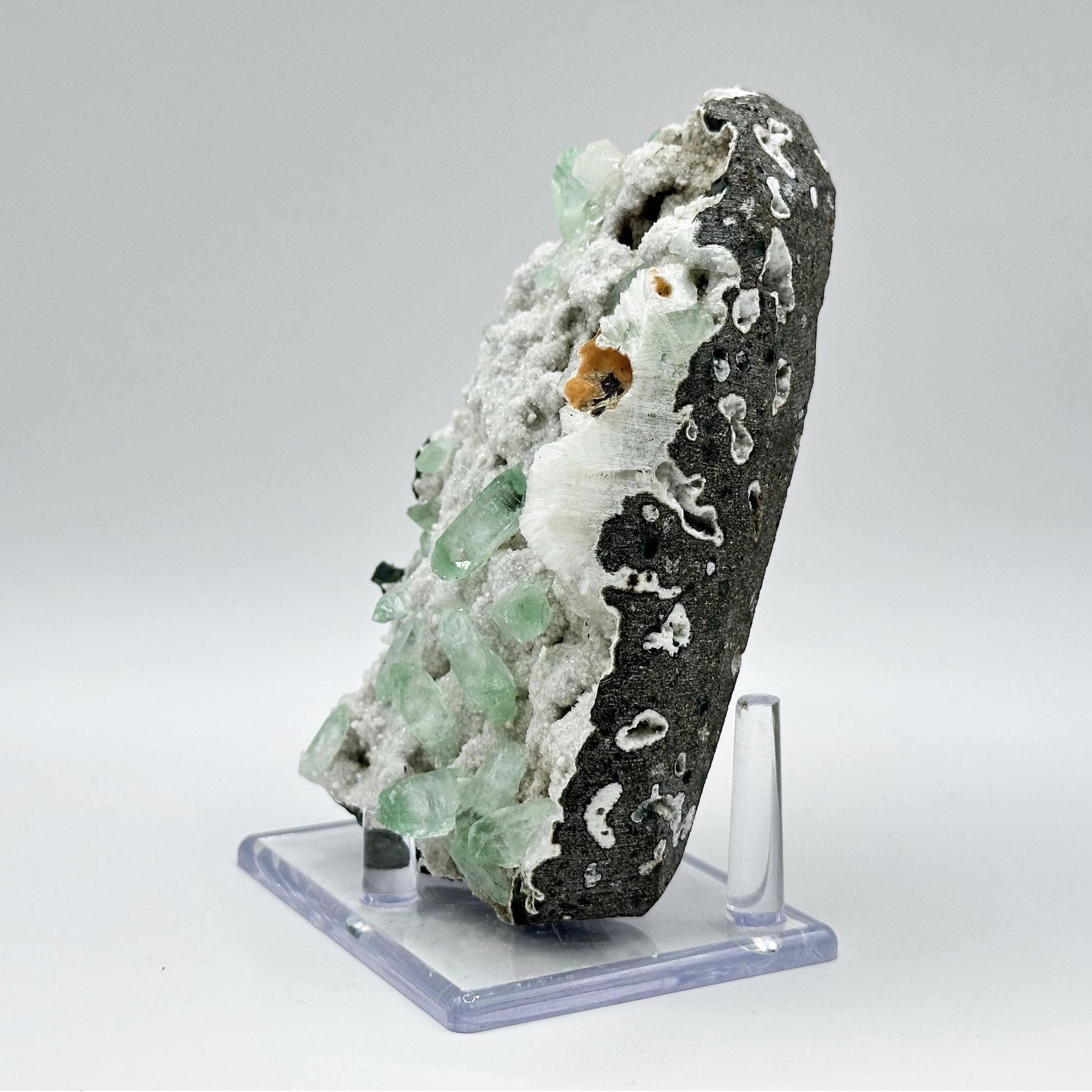 Natural Green Apophyllite with White Stilbite Mineral Specimens - Gem Avenue