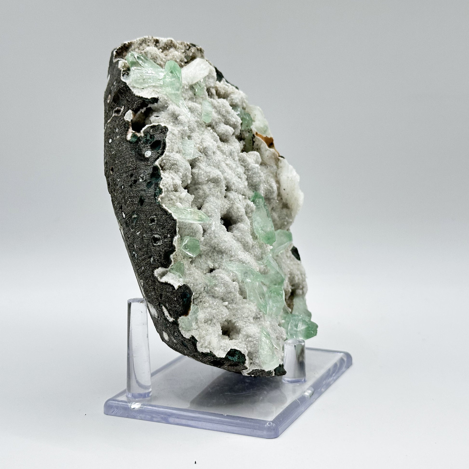 Natural Green Apophyllite with White Stilbite Mineral Specimens - Gem Avenue