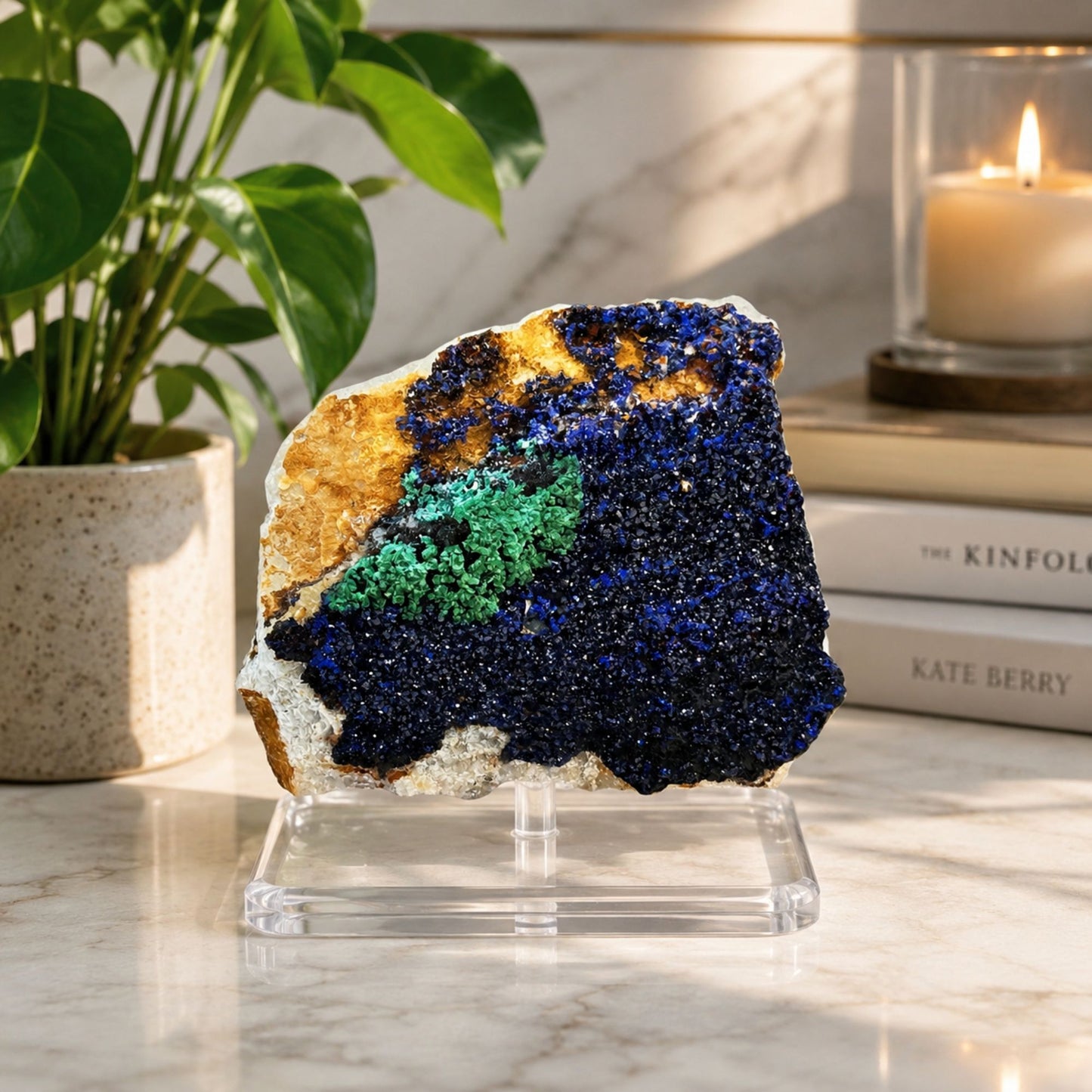 2.5" Natural Azurite Malachite Mineral Specimen from Morocco Rare Blue Green Healing Crystal Stone for Meditation & Collectors  RMI767