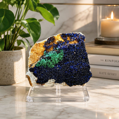 2.5" Natural Azurite Malachite Mineral Specimen from Morocco Rare Blue Green Healing Crystal Stone for Meditation & Collectors  RMI767