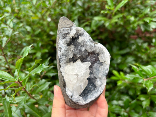 Natural Chalcedony and Calcite Sparkling Crystal Cluster Mineral Specimen for Healing, Meditation, Collectors & Home Decor - RMI814