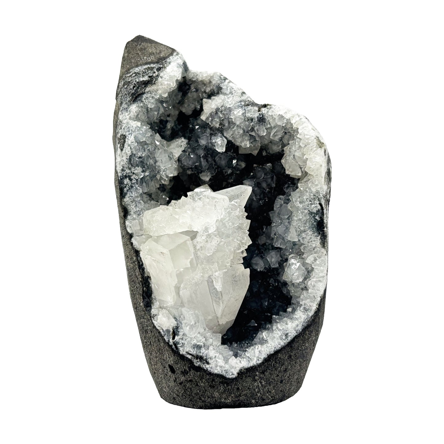 Natural Chalcedony and Calcite Sparkling Crystal Cluster Mineral Specimen for Healing, Meditation, Collectors & Home Decor - RMI814