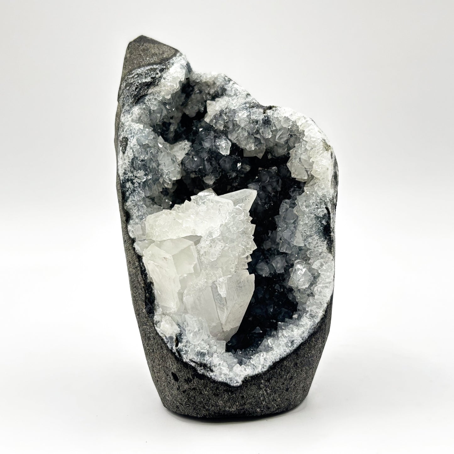 Natural Chalcedony and Calcite Sparkling Crystal Cluster Mineral Specimen for Healing, Meditation, Collectors & Home Decor - RMI814