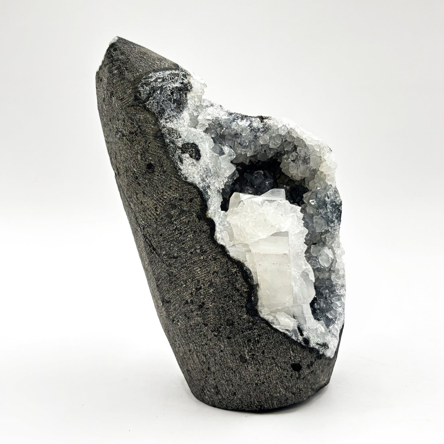 Natural Chalcedony and Calcite Sparkling Crystal Cluster Mineral Specimen for Healing, Meditation, Collectors & Home Decor - RMI814