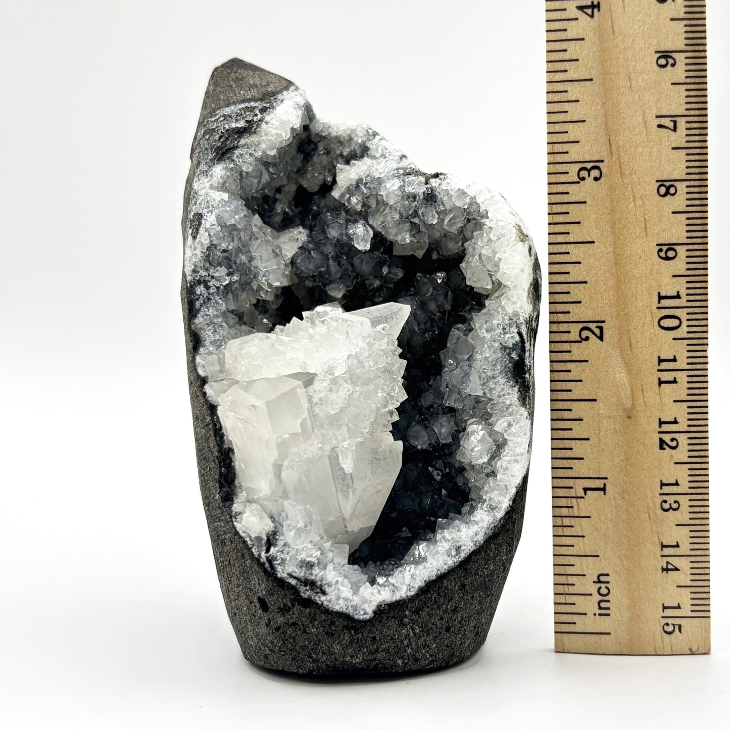 Natural Chalcedony and Calcite Sparkling Crystal Cluster Mineral Specimen for Healing, Meditation, Collectors & Home Decor - RMI814