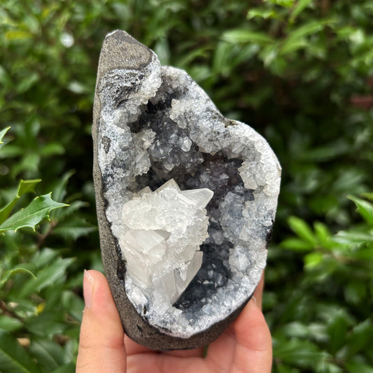 Natural Chalcedony and Calcite Sparkling Crystal Cluster Mineral Specimen for Healing, Meditation, Collectors & Home Decor - RMI814