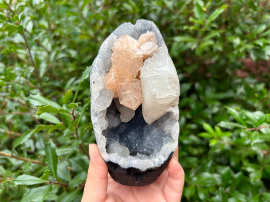 Natural Chalcedony, Calcite, and Stilbite Mineral Specimen Unique Crystal Cluster for Healing, Meditation, Collectors & Home Decor - RMI817