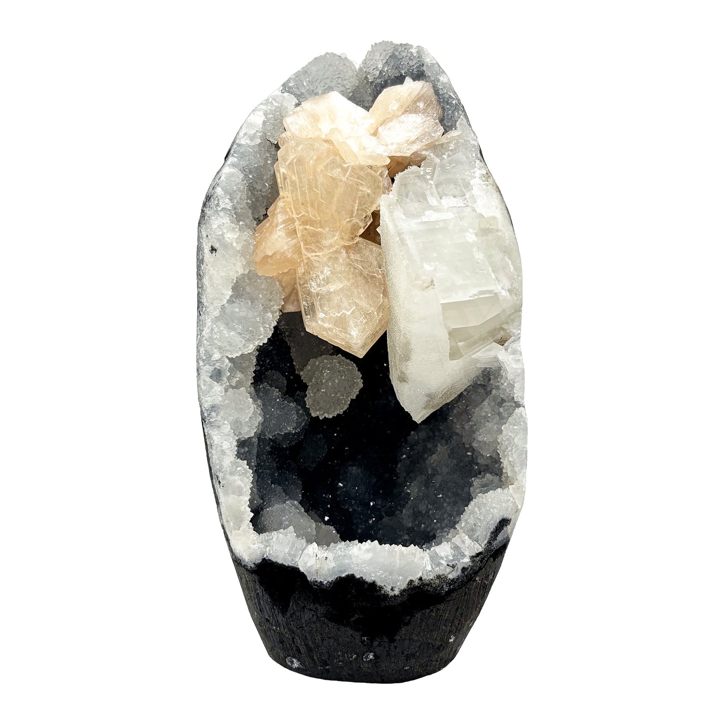 Natural Chalcedony, Calcite, and Stilbite Mineral Specimen Unique Crystal Cluster for Healing, Meditation, Collectors & Home Decor - RMI817