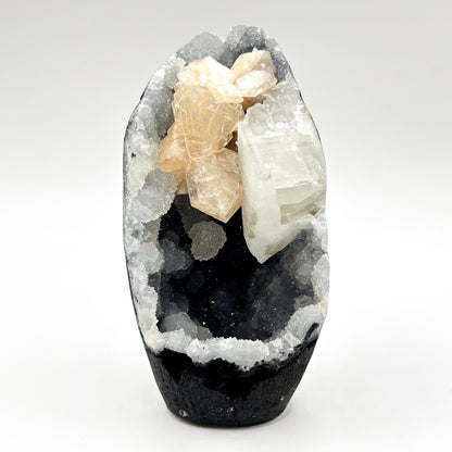 Natural Chalcedony, Calcite, and Stilbite Mineral Specimen Unique Crystal Cluster for Healing, Meditation, Collectors & Home Decor - RMI817