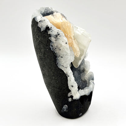 Natural Chalcedony, Calcite, and Stilbite Mineral Specimen Unique Crystal Cluster for Healing, Meditation, Collectors & Home Decor - RMI817