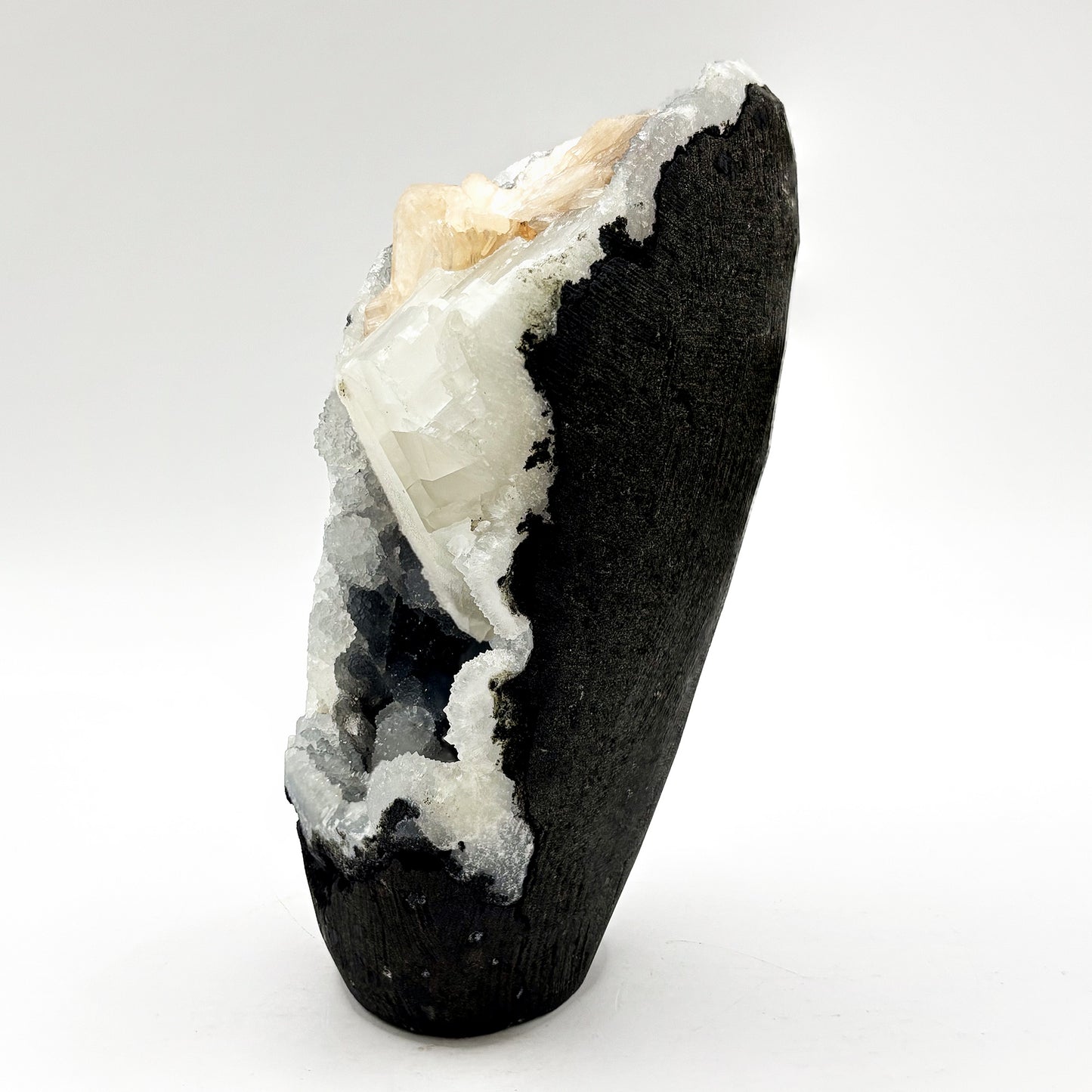 Natural Chalcedony, Calcite, and Stilbite Mineral Specimen Unique Crystal Cluster for Healing, Meditation, Collectors & Home Decor - RMI817