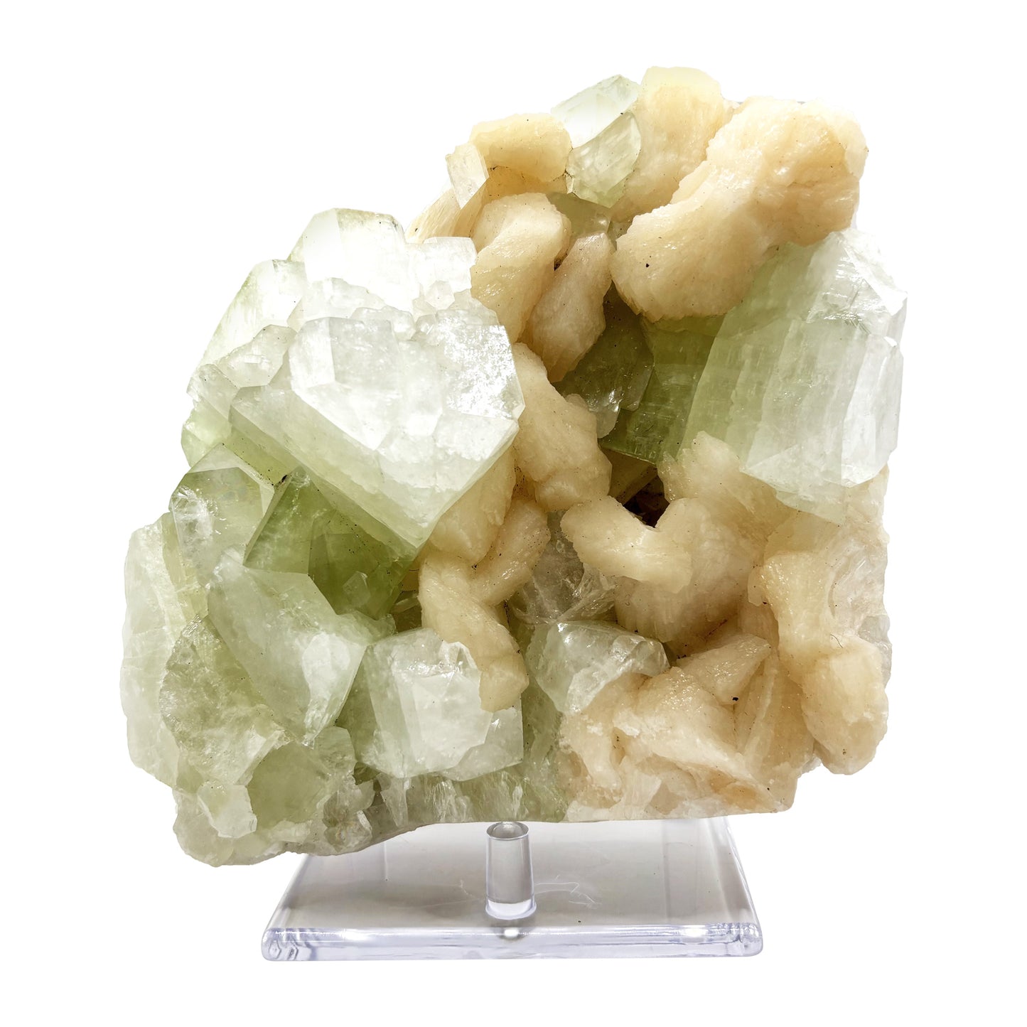 Natural Stilbite & Green Apophyllite Mineral Specimen Beautiful Crystal Cluster for Healing, Meditation, Energy Work, Collectors & Home Decor Display - RMI819