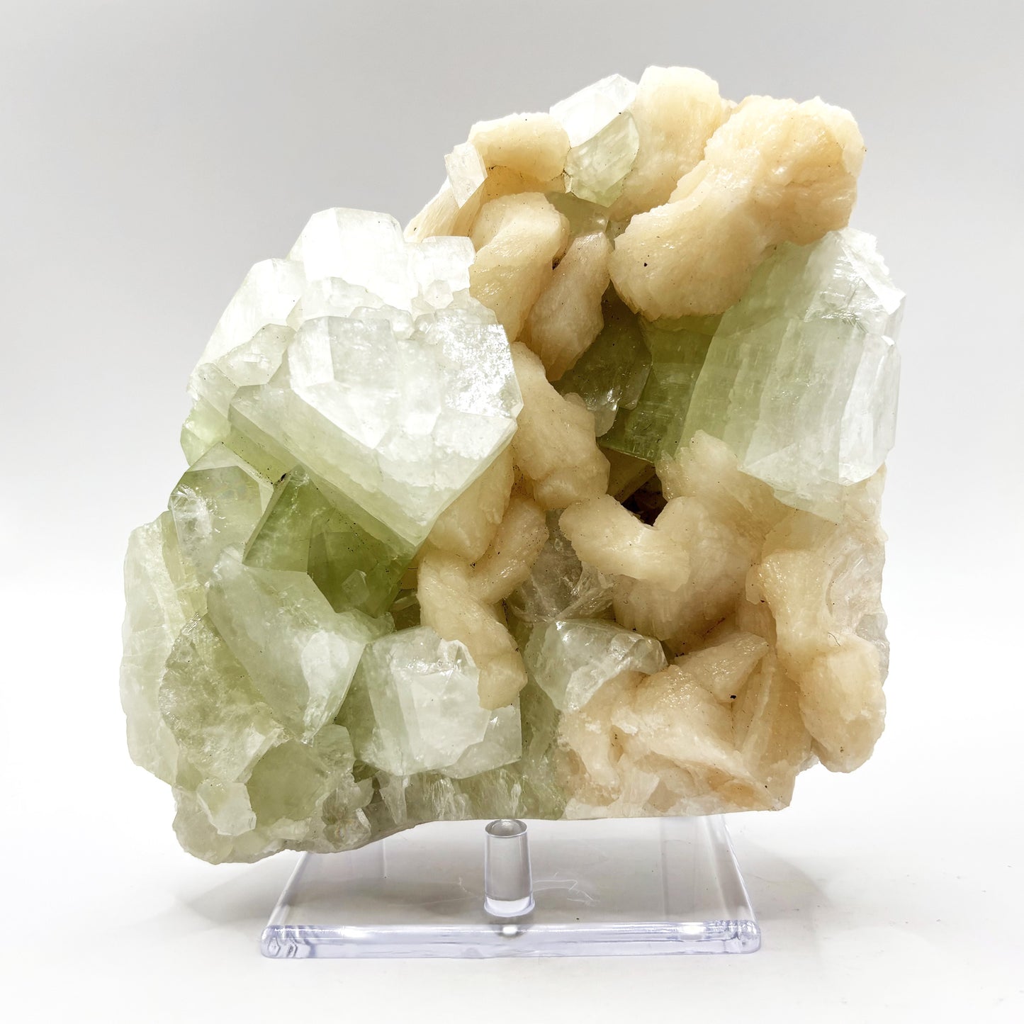 Natural Stilbite & Green Apophyllite Mineral Specimen Beautiful Crystal Cluster for Healing, Meditation, Energy Work, Collectors & Home Decor Display - RMI819