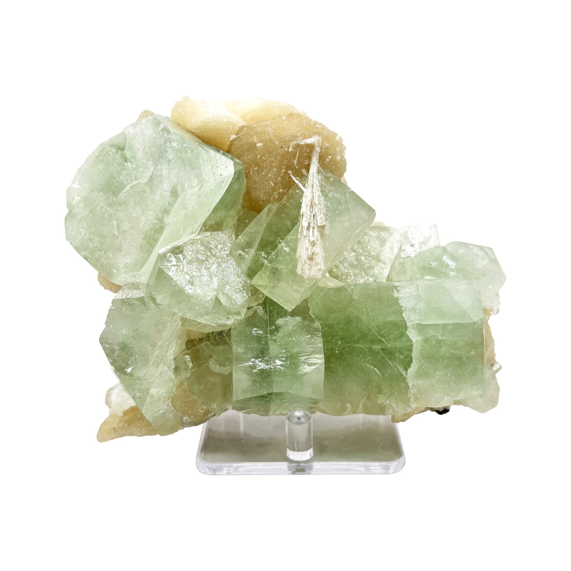 Natural Green Apophyllite & Stilbite Mineral Specimen - Gem Avenue