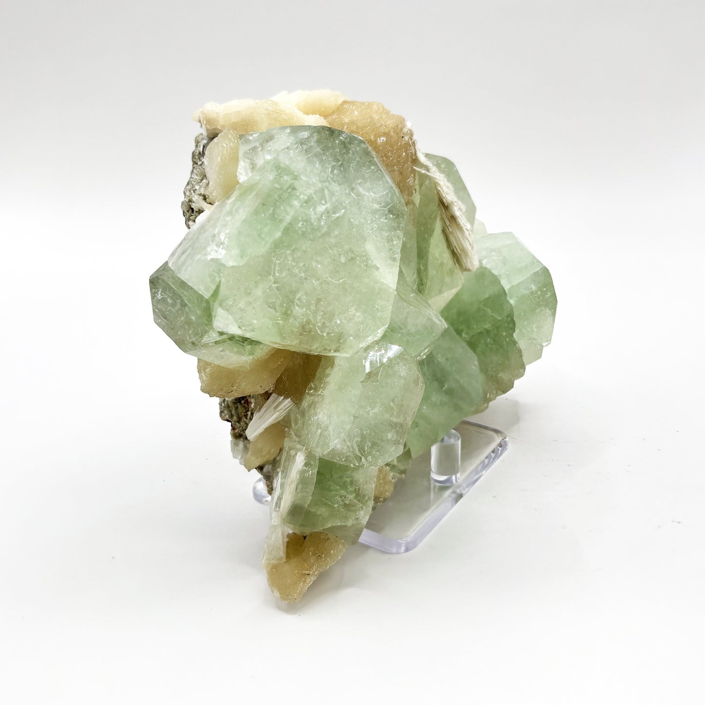 Natural Green Apophyllite & Stilbite Mineral Specimen - Gem Avenue
