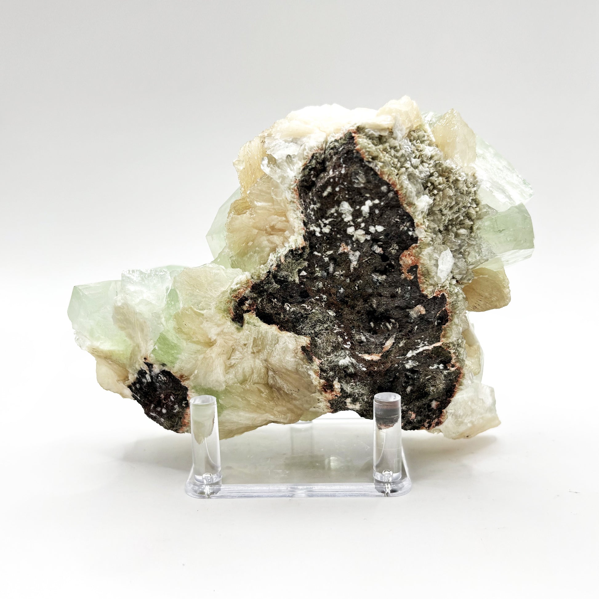 Natural Green Apophyllite & Stilbite Mineral Specimen - Gem Avenue