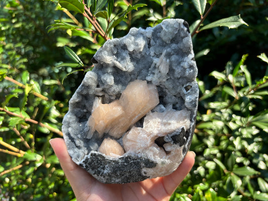 Natural Stilbite, Chalcedony Crystal Specimen Rare Mineral Cluster for Collectors, Healing, and Display - RMI834