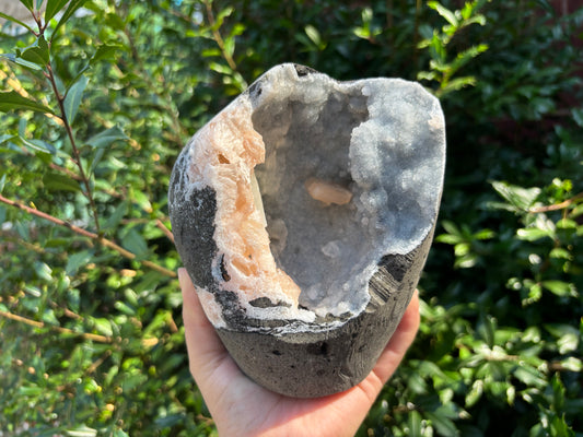 Natural Calcite, Stilbite & Chalcedony Mineral Specimen Rare Crystal Cluster for Collectors, Healing Energy, and Decorative Display - RMI839