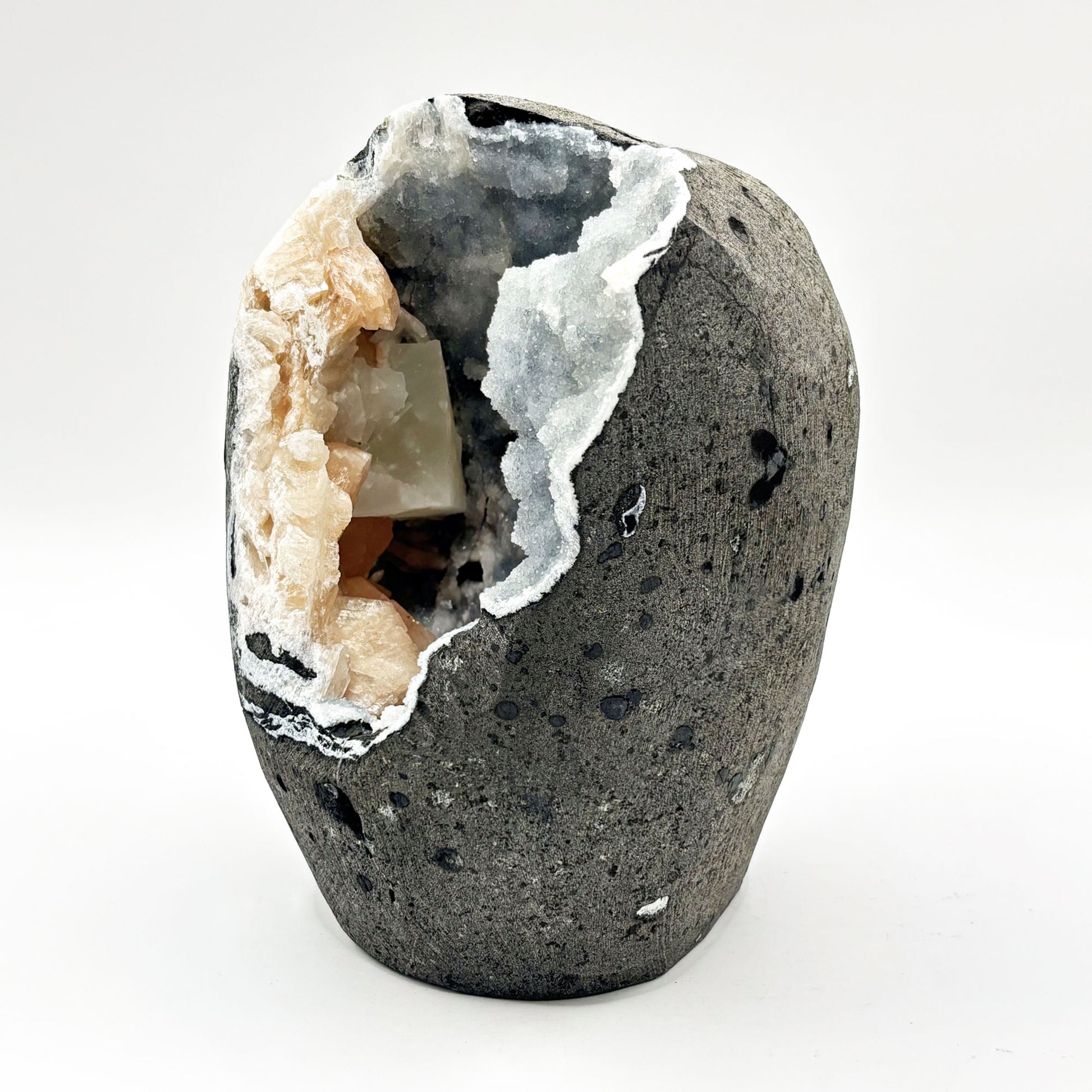 Natural Calcite, Stilbite & Chalcedony Mineral Specimen - Gem Avenue