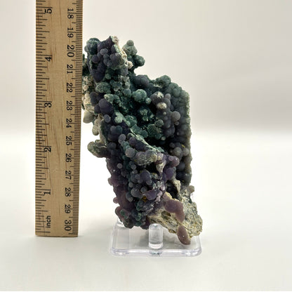 Natural Purple and Green Grape Agate Mineral Specimen with Unique Crystal Formations for Energy Healing & Home Decor - RMI854