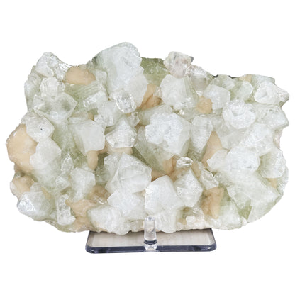 Natural Green Apophyllite with Stilbite Crystal Cluster from India Mineral Display Specimen for Collectors