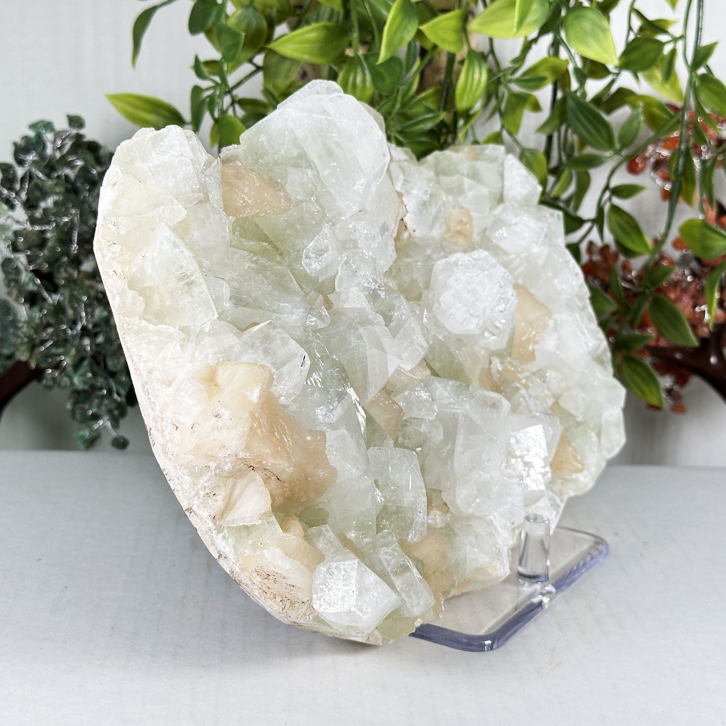 Green Apophyllite with Stilbite Crystal Mineral Specimen - Gem Avenue Retail