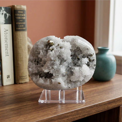 Pyrite Quartz Mineral Specimen 3.5" Natural Crystal Cluster from Peru