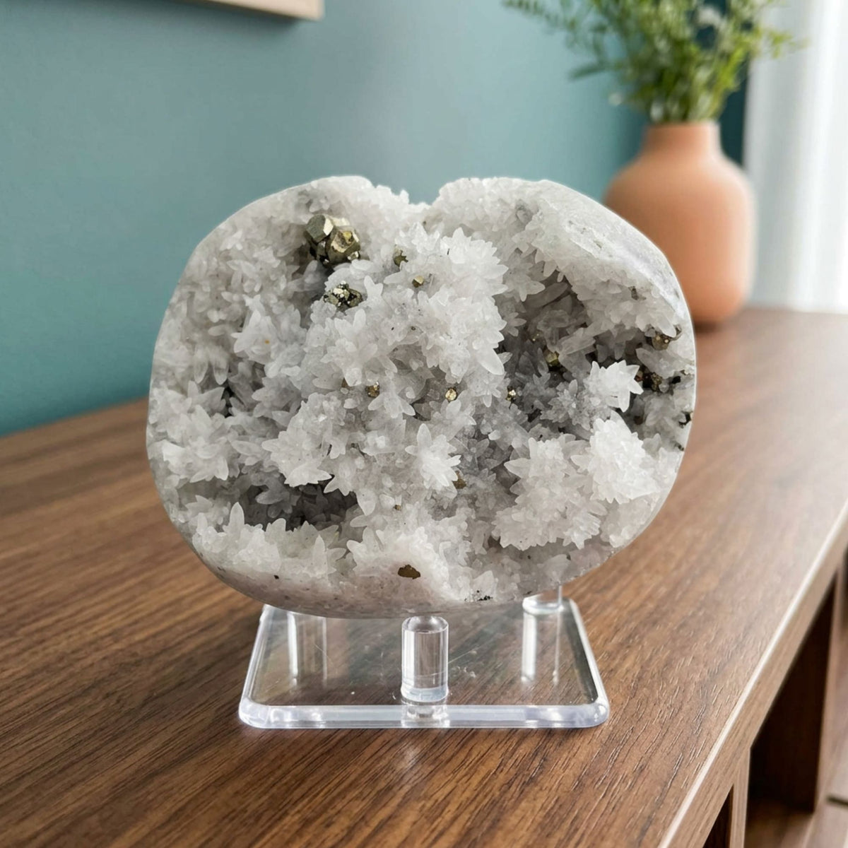 Pyrite Quartz Mineral Specimen 3.5" Natural Crystal Cluster from Peru