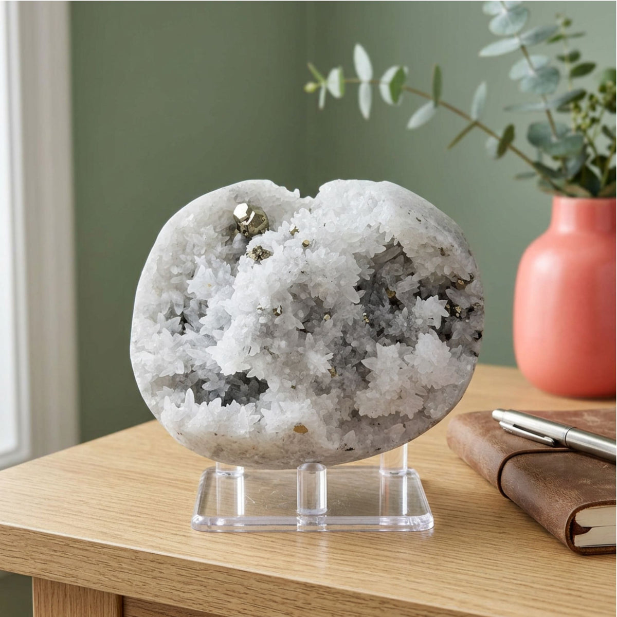 Pyrite Quartz Mineral Specimen 3.5" Natural Crystal Cluster from Peru