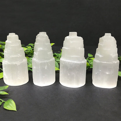 Self-Standing Selenite Crystal Pagoda Tower – Natural Healing Stone for Energy Cleansing, Meditation, Alignment – Spiritual Home Décor & Protection Crystal - 12-0156