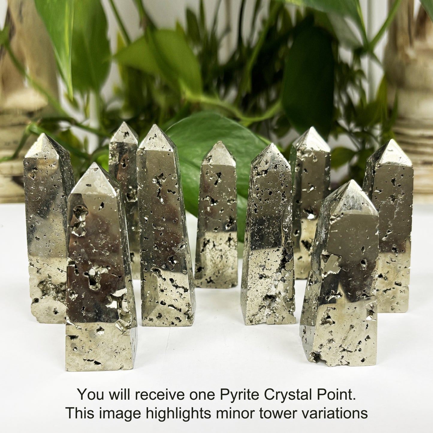 Natural Pyrite Crystal Gemstone Obelisk Tower Point Polished Golden Metallic Stone for Energy, Protection & Display - RPO457