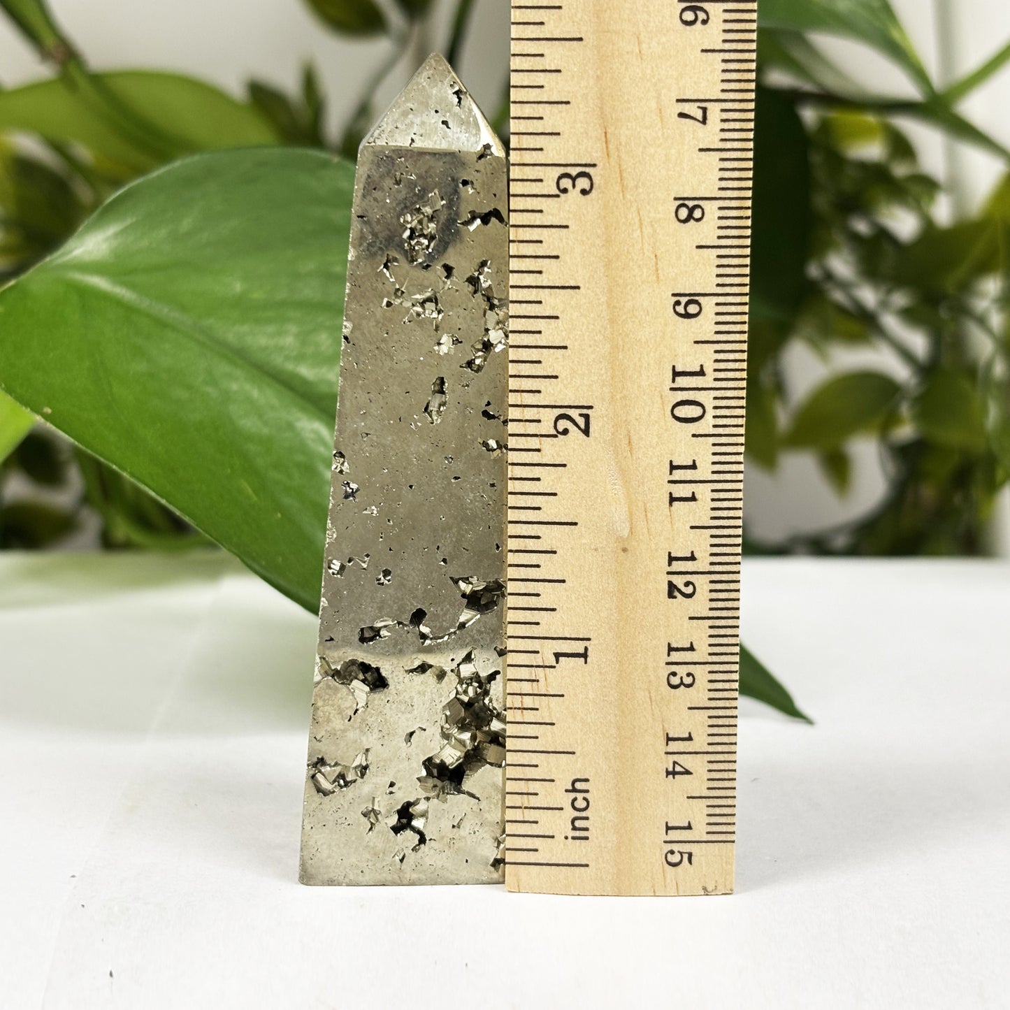 Natural Pyrite Crystal Gemstone Obelisk Tower Point Polished Golden Metallic Stone for Energy, Protection & Display - RPO457