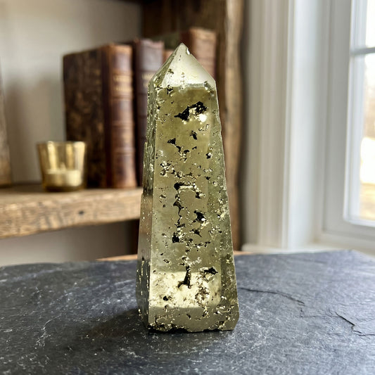 Pyrite Crystal Points from Peru Polished Towers 3" to 4" Tall