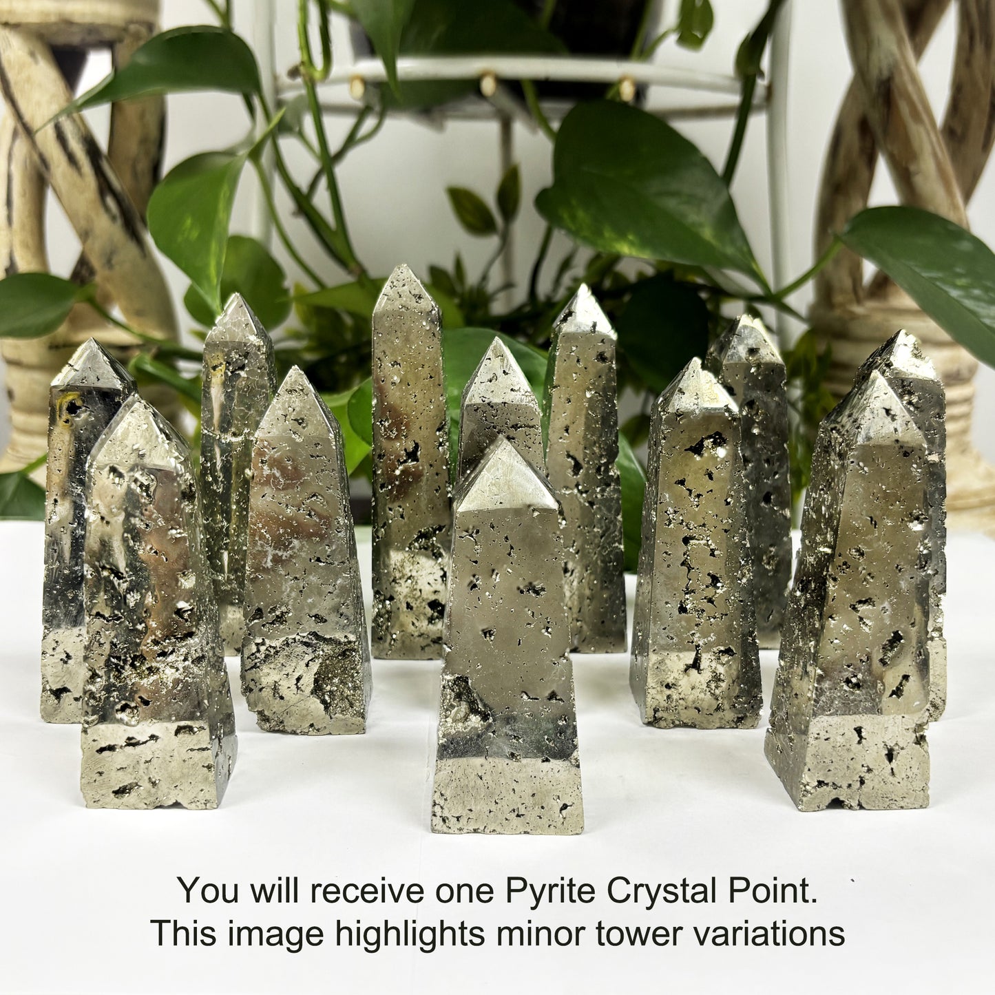 Natural Pyrite Crystal Gemstone Obelisk Tower Point Polished Golden Stone for Energy, Protection, and Display Décor - RPO458