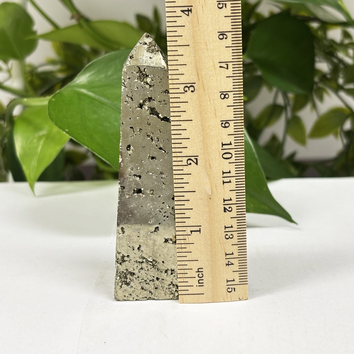 Natural Pyrite Crystal Gemstone Obelisk Tower Point Polished Golden Stone for Energy, Protection, and Display Décor - RPO458