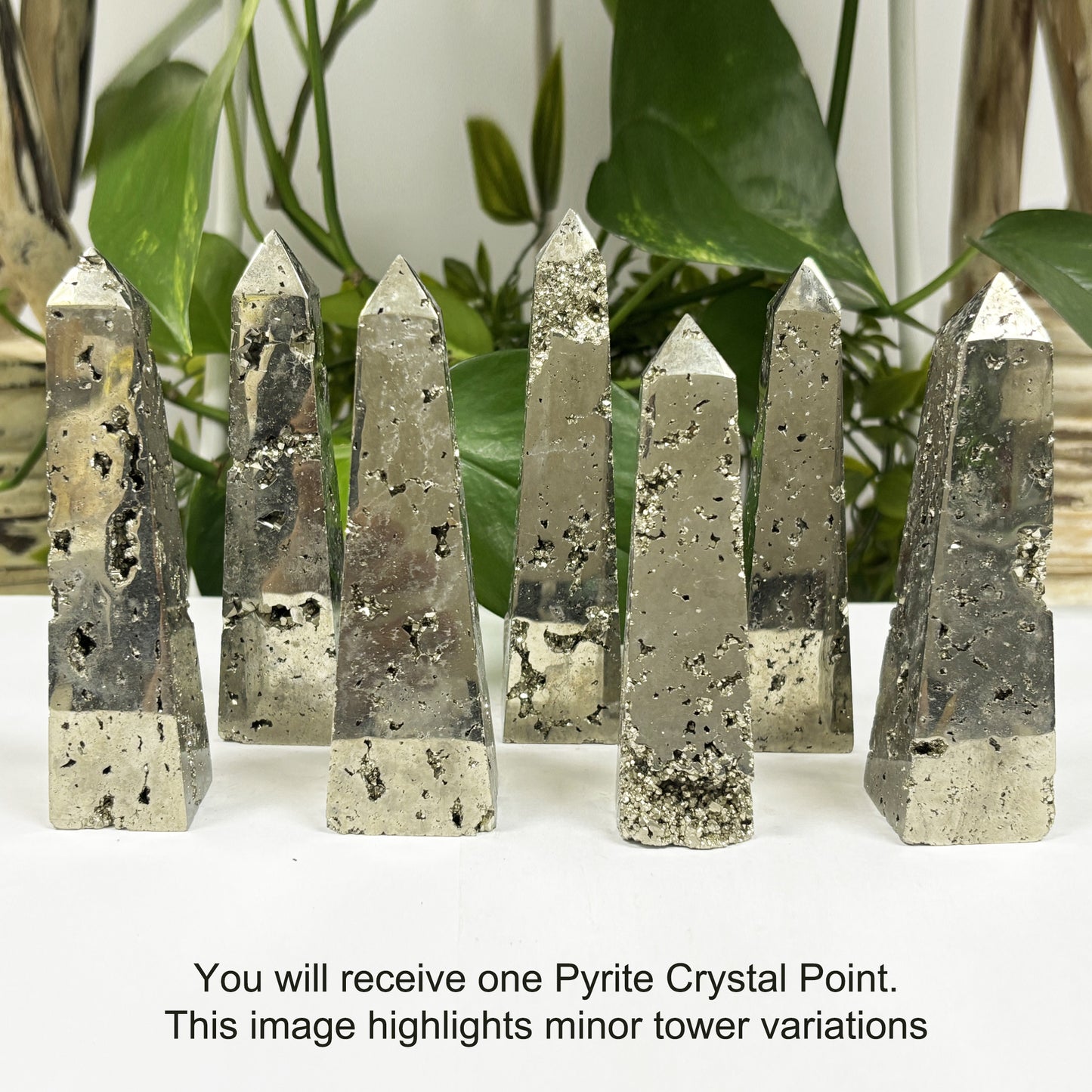 Natural Pyrite Crystal Gemstone Obelisk Tower Point Polished Golden Stone for Energy, Protection, Healing & Display Décor - RPO459