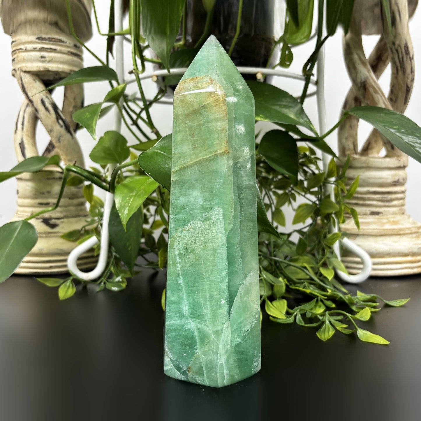 Natural Green Fluorite Crystal Gemstone Obelisk Tower Point Polished Stone for Healing, Energy, and Spiritual Clarity - RPO460
