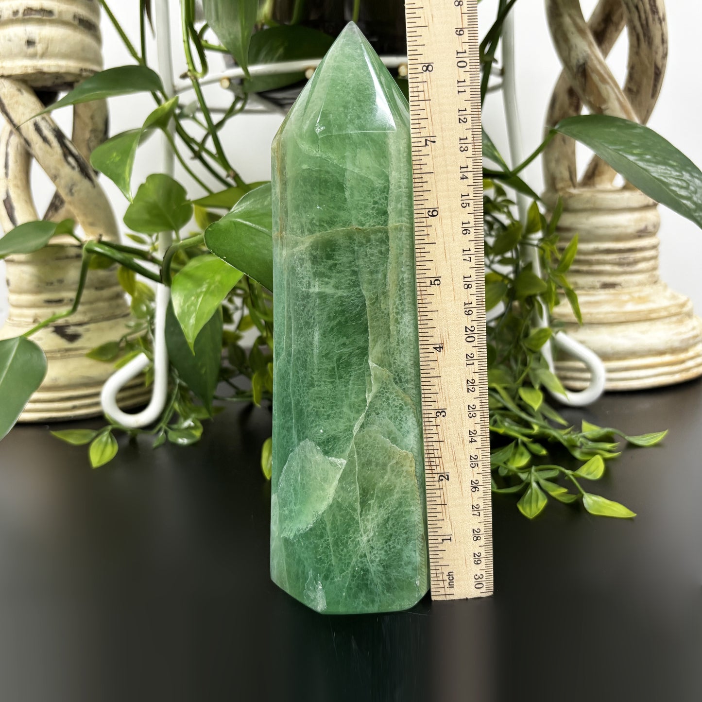 Natural Green Fluorite Crystal Gemstone Obelisk Tower Point Polished Stone for Healing, Energy, and Spiritual Clarity - RPO460