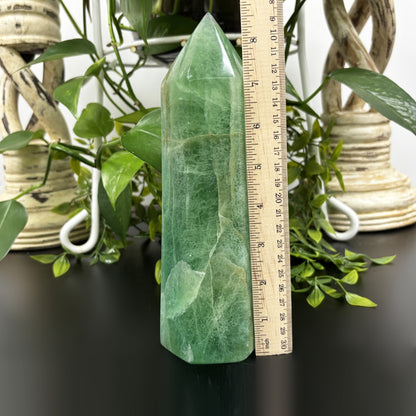 Natural Green Fluorite Crystal Gemstone Obelisk Tower Point Polished Stone for Healing, Energy, and Spiritual Clarity - RPO460