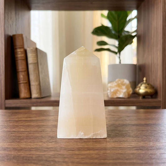 Honey Calcite Gemstone Point Polished Crystal Tower 3.5"