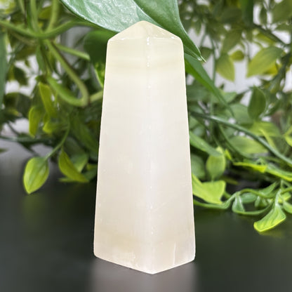 Natural Honey Calcite Crystal Obelisk Tower Point Healing Stone for Energy, Focus, Motivation & Spiritual Growth - RPO472