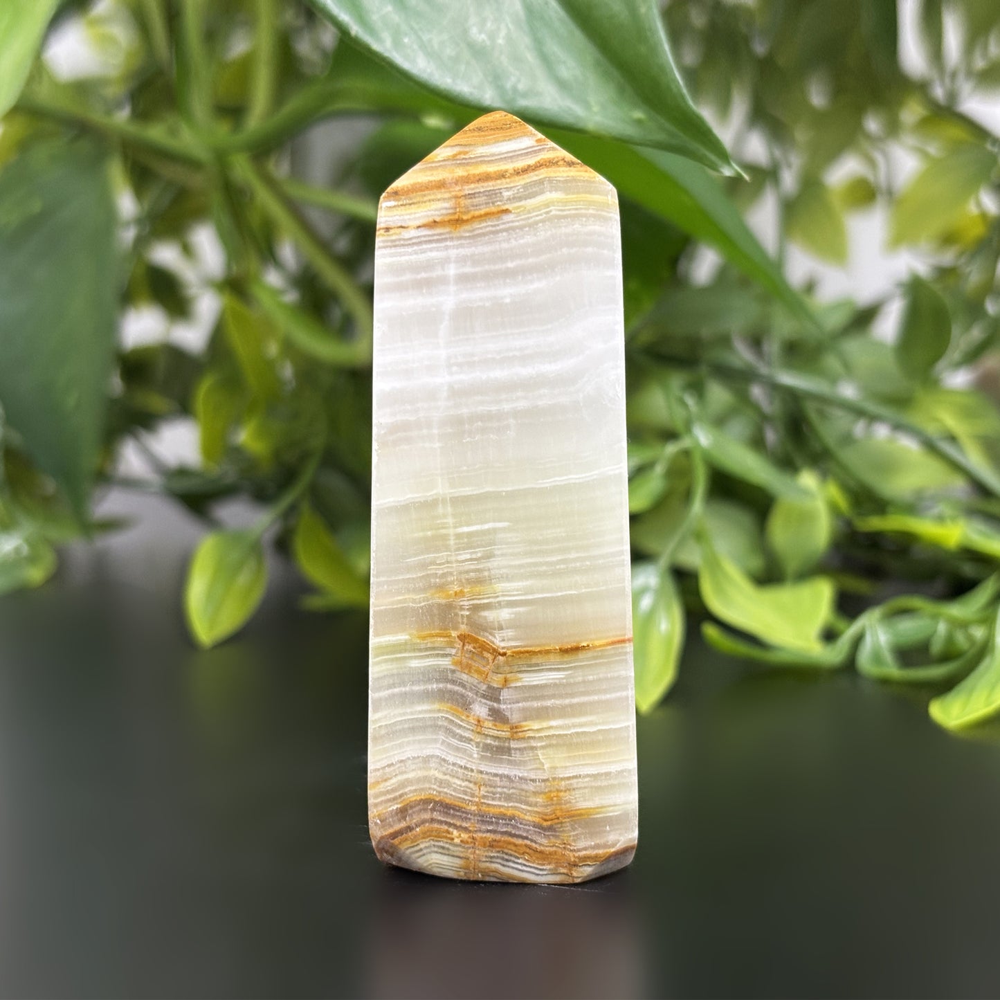 Natural Green Onyx Crystal Obelisk Tower Point Polished Healing Stone for Balance, Strength, Energy & Home Décor - RPO473