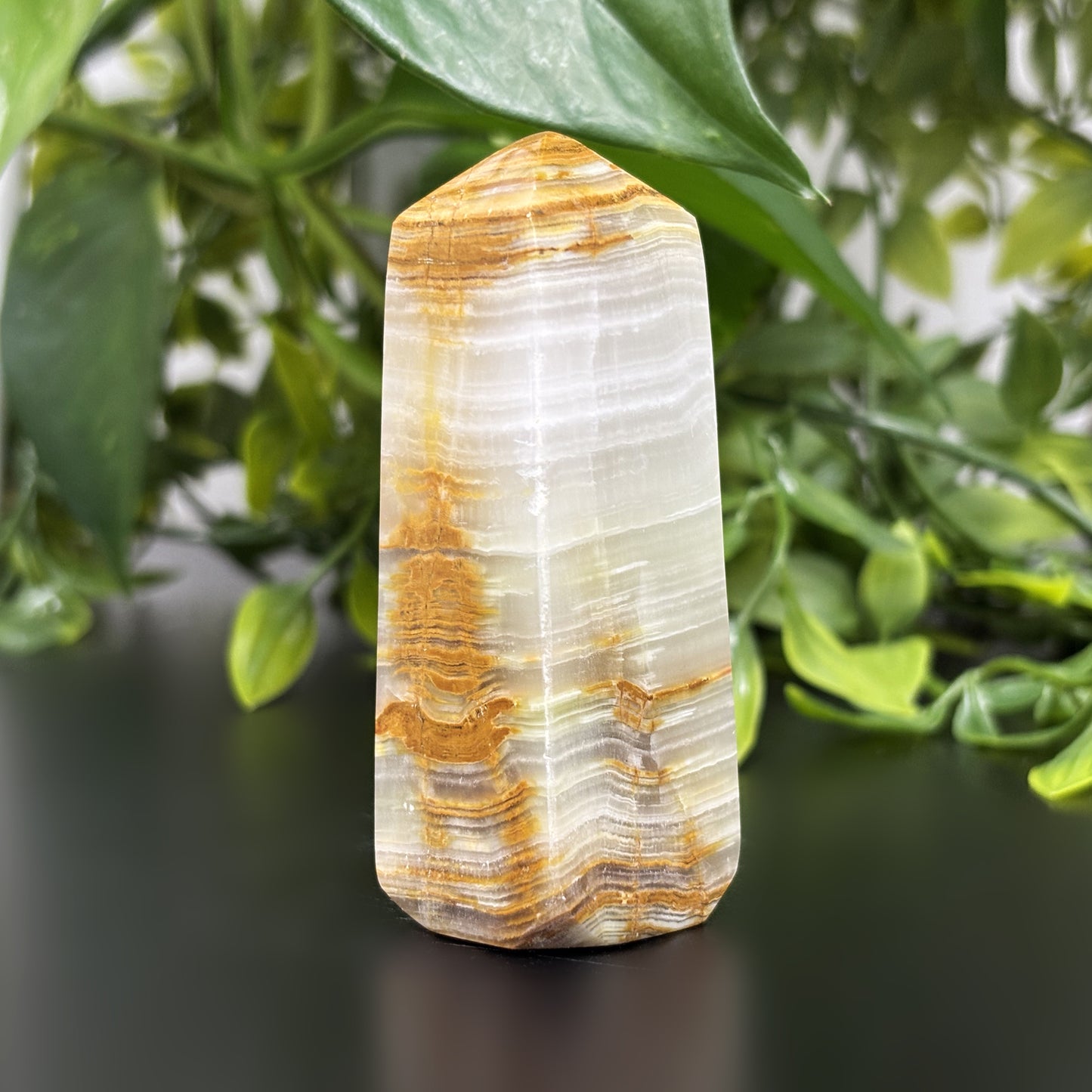 Natural Green Onyx Crystal Obelisk Tower Point Polished Healing Stone for Balance, Strength, Energy & Home Décor - RPO473