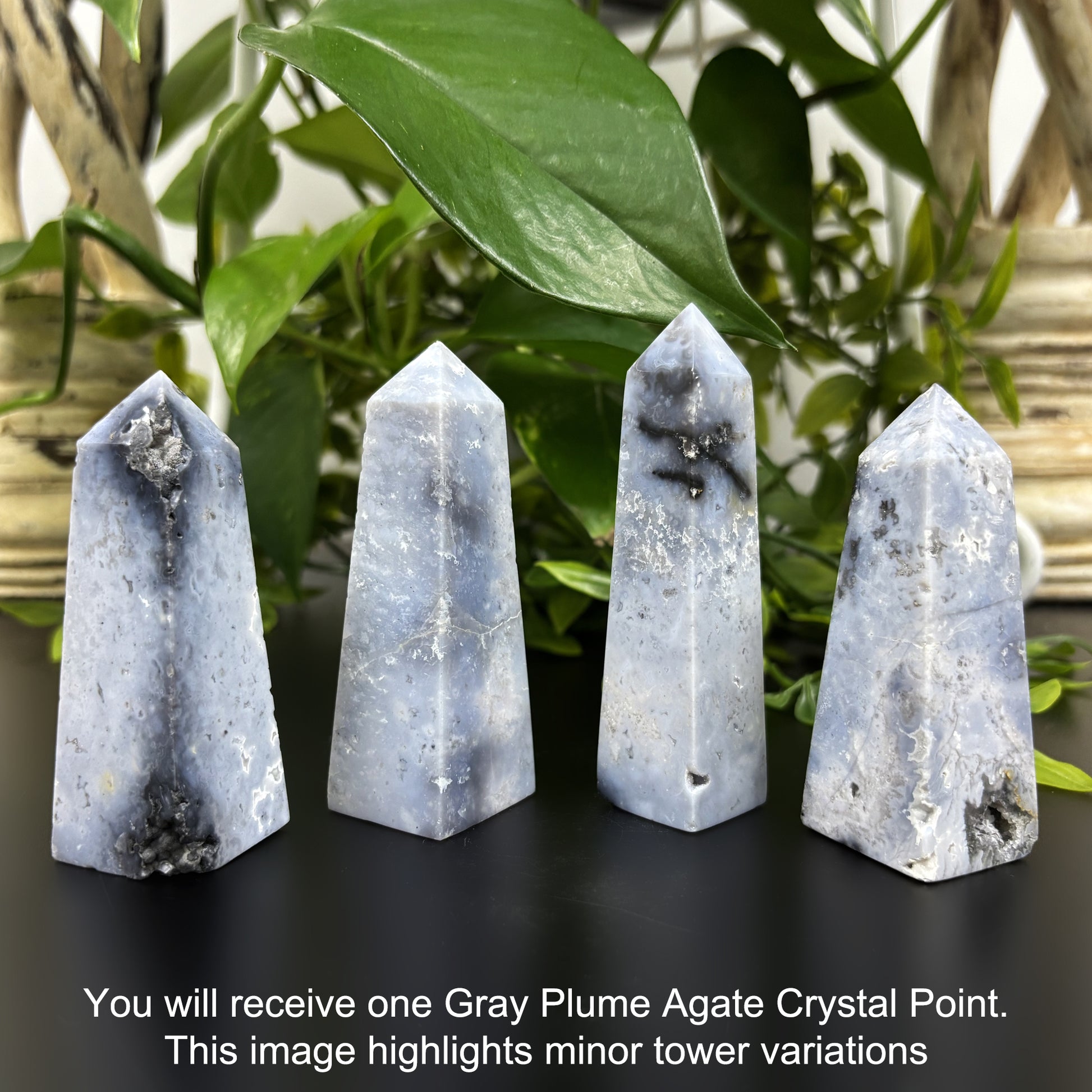 Gray Plume Agate Obelisk Tower Point - Gem Avenue