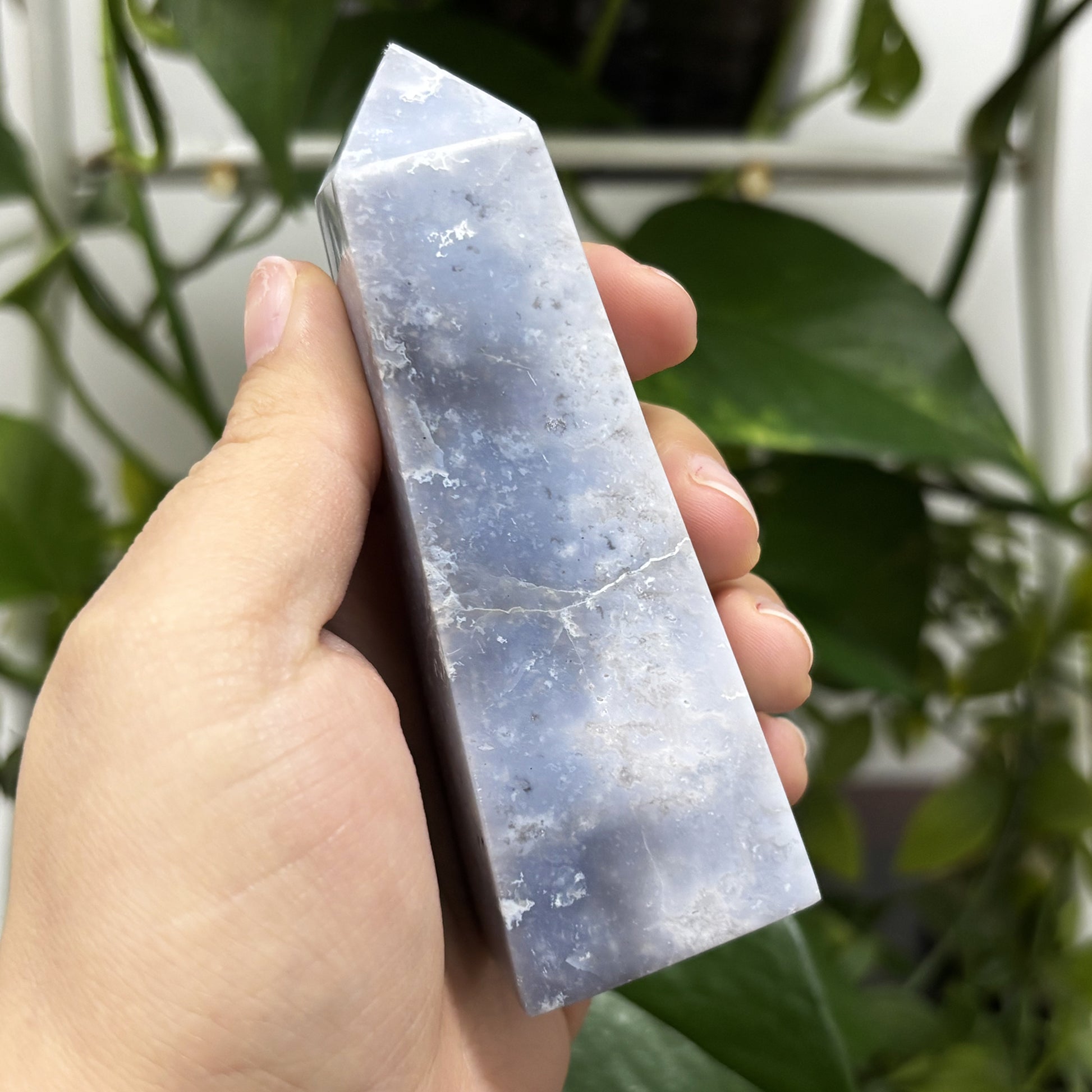 Gray Plume Agate Obelisk Tower Point - Gem Avenue