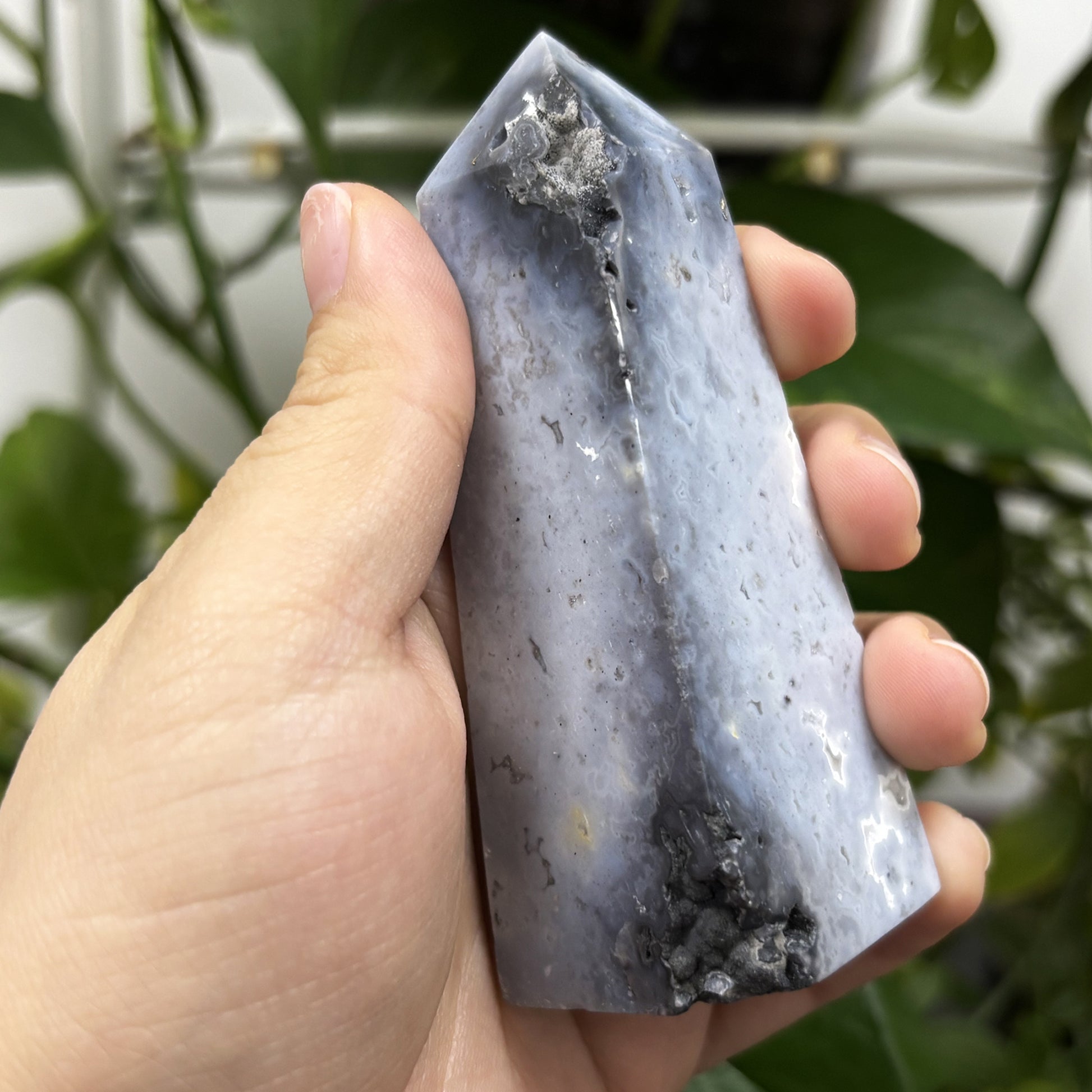 Gray Plume Agate Obelisk Tower Point - Gem Avenue