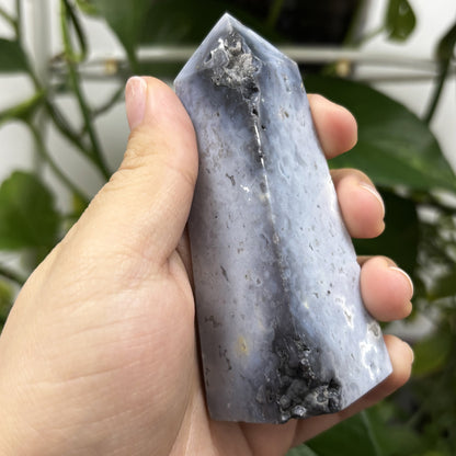 Gray Plume Agate Obelisk Tower Point - Gem Avenue