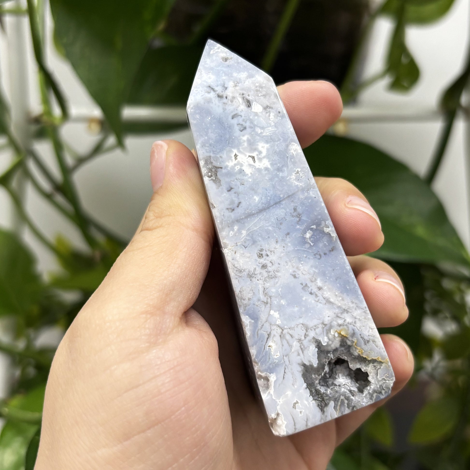 Gray Plume Agate Obelisk Tower Point - Gem Avenue