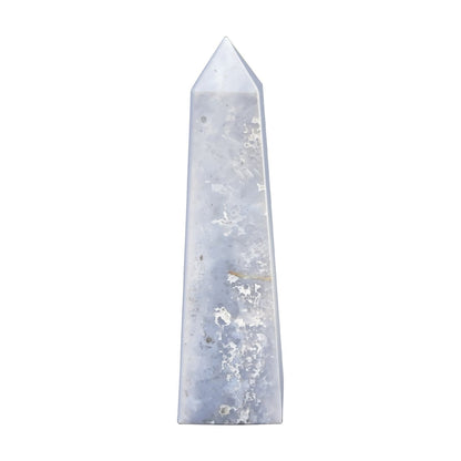 Natural Gray Plume Agate Crystal Obelisk Tower Point Polished Healing Stone for Energy, Balance & Spiritual Growth - RPO475
