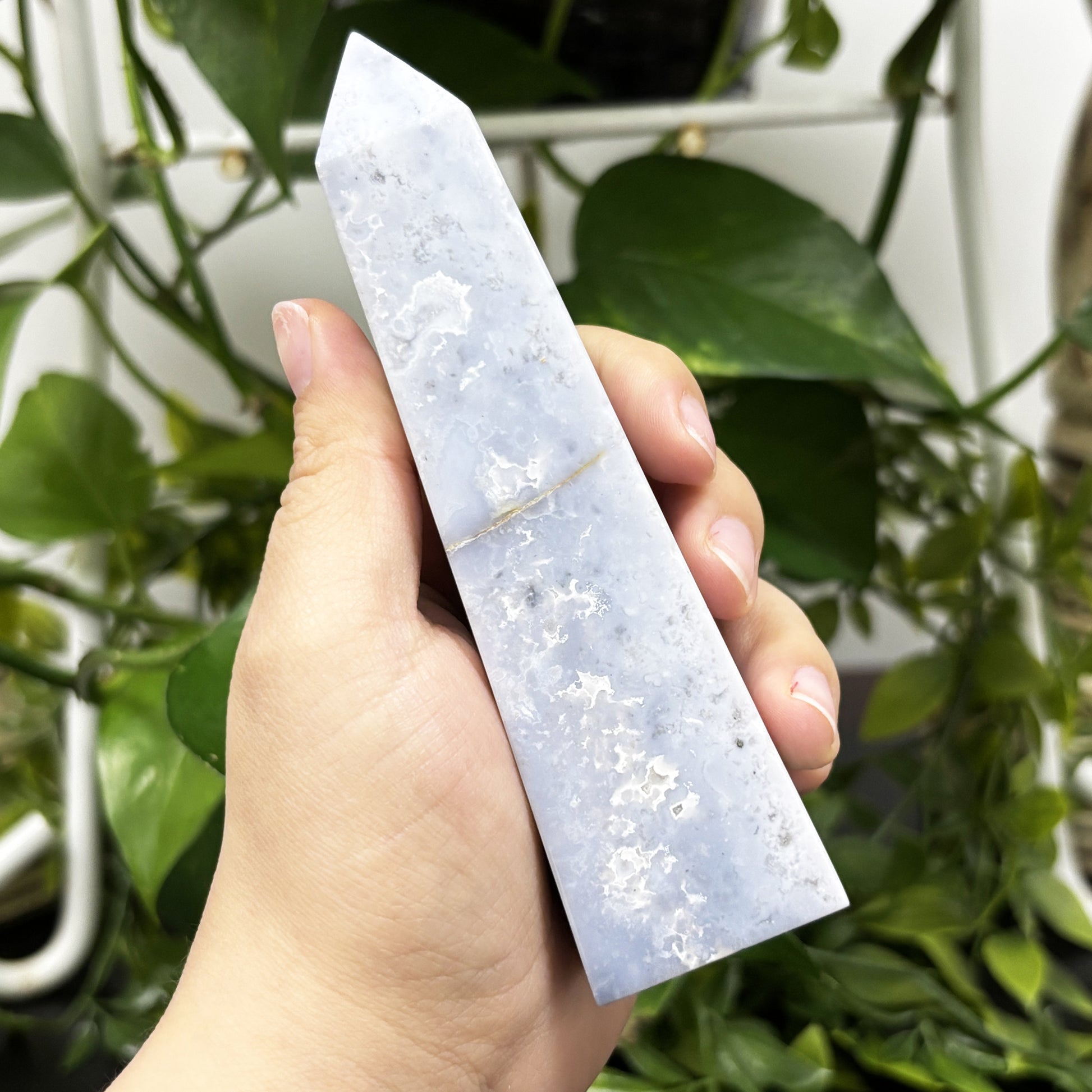 Gray Plume Agate Obelisk Tower Point - Gem Avenue